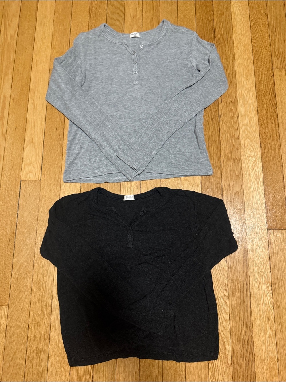 Brandy Melville Gray and Black Long Sleeve Henley Tops
